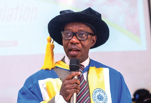Dr Stephen Banahene, the Vice- Chancellor, Christian Service University, addressing the ceremony