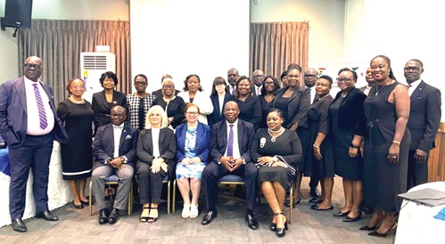 Justice Tanko (seated 2nd from left) and Justice Kweku Tawiah (Seated left) and Laura Ranalli (seated middle), Italian Ambassador to Ghana, after the training
