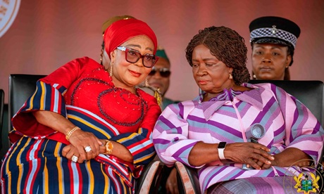  Prof. Naana Jane Opoku-Agyemang (right), Vice-President, in a chat with Lordina Mahama, the First Lady 