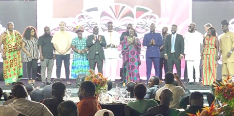 Abla Dzifa Gomashie (6th from right), Minister of Tourism, Culture and Creative Arts, and Kwame Asare Obeng (7th from left), MP for Gomoa Central, with other dignitaries to officially launch the carnival