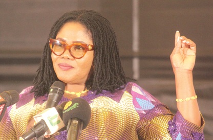 Dr Agnes Naa Momo Lartey, Minister for Gender, Children and Social Protection, delivering her keynote address at International Women's Day. Picture: ESTHER ADJORKOR ADJEI