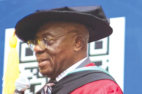 Prof. Ben Oduro (right), Rector of the West End University College, addressing the graduands