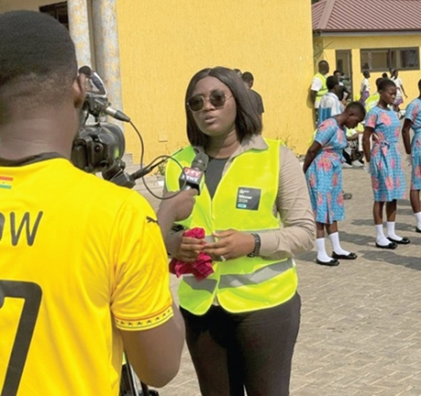 Betty Adjei, Programmes and Operations Director of GAYO, speaking to the media