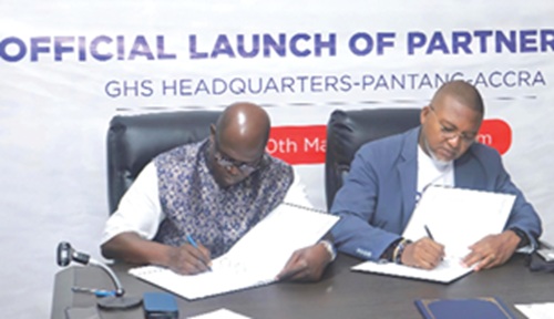Dr Samuel Kaba Akoriyea (left), Director-General of GHS, and Chris Wulff-Ceaser, Managing Director of Unilever Ghana PLC, signing the agreement 