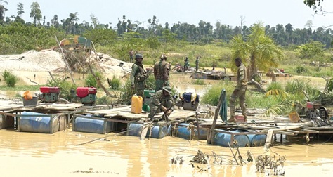Active illegal mining activities in the Oda River Forest Reserve