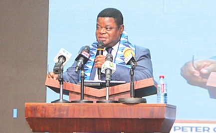 Prof. Peter Quartey (inset), former Director, ISSER, UG, addressing the students. Picture: ERNEST KODZI 