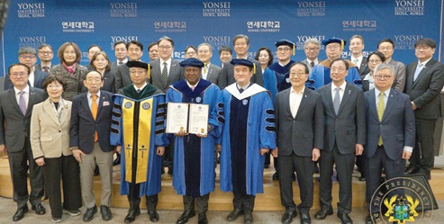 President John Dramani Mahama (middle) with other dignitaries during the ceremony