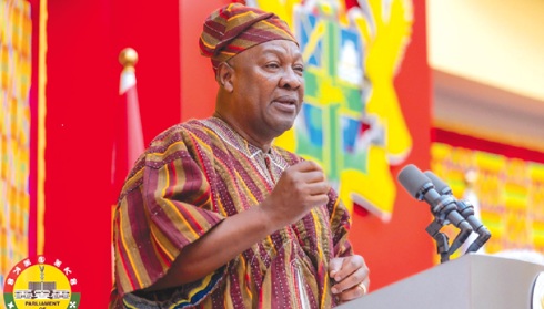 President John Dramani Mahama delivering the State of the Nation Address in Parliament
