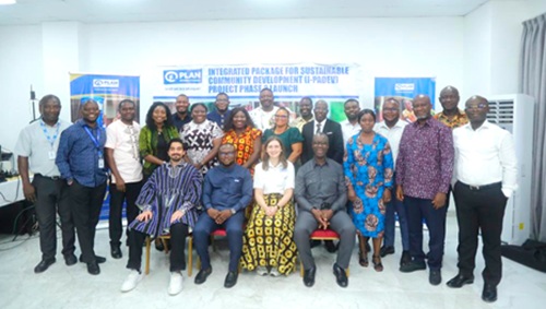 Frederick Tei-Nobi (arrowed), acting Country Director, Plan International Ghana, with other dignitaries after the event