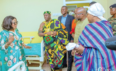 Lordina Dramani Mahama (left), First Lady, speaking to the diginitaries after the inaugration of the facility 