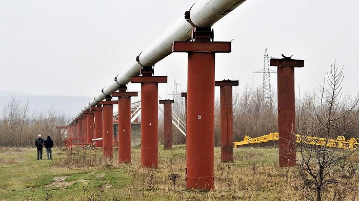 File photo of part of the Druzhba pipeline pictured near Stryi, western Ukraine, in 2009