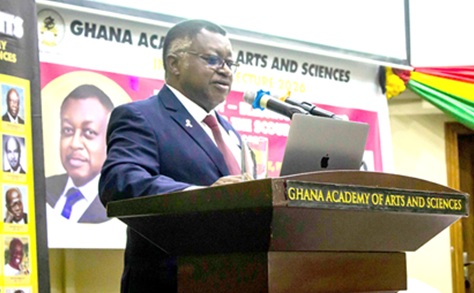 Prof. Joe-Nat Clegg Lamptey, a Professor of Surgery at the University of Ghana Medical School, delivering the lecture