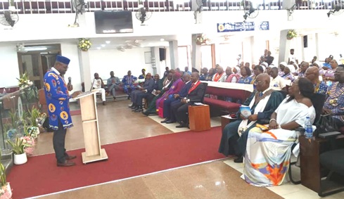 Very Rev. Vincent Agbemenya Adzika, Senior Lecturer, Methodist University Ghana, delivering the lecture