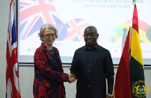 Sampson Ahi , Deputy Minister for Trade, Agribusiness and Industry and Terri Sarch, Development Director at the British High Commission at the event
