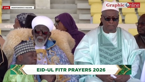 Sheikh Osman Nuhu Sharubutu (seated left), National Chief Imam  and President John Dramani Mahama at the event