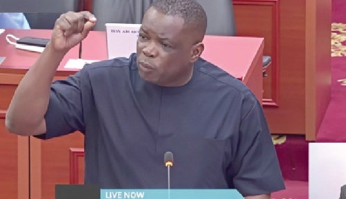 Kwame Gorverns Agbodza,  Minister of Roads and Highways, speaking in Parliament 