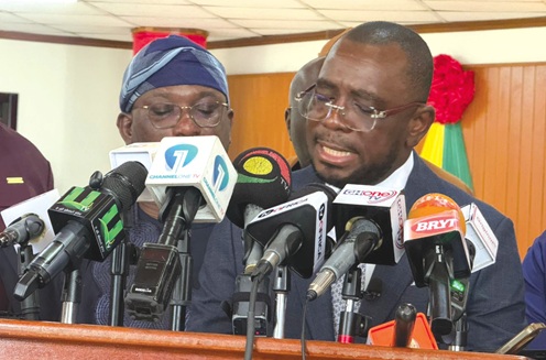 Kennedy Nyarko Osei — Ranking Member of Roads and Transport, addressing the press.