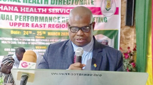 Dr Braimah Baba Abubakari, Upper East Regional Director of Health Services, speaking at the event