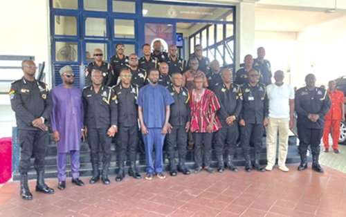 Ibrahim Mahama (5th from left), a visual artist, together with the Police Management Board after the meeting