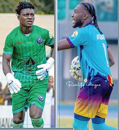 Goalkeeper Clement Aryee — Swedru All Blacks and Goalkeeper Solomon Agbasi —Hearts of Oak