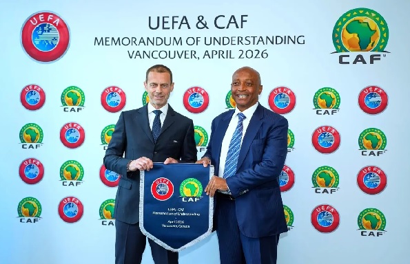 CAF President Patrice Motsepe and UEFA President Aleksander Čeferin