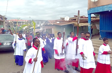 Members of the St Paul-On-The Hill Anglican Church being led by the Servers Guild during the procession