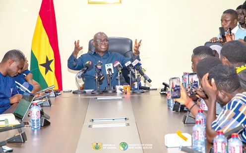 Eric Opoku (head of table), Agric Minister, addressing the media