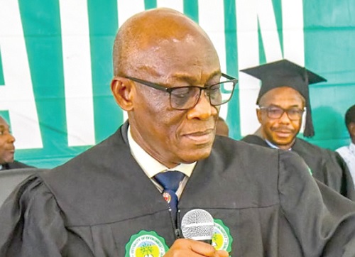 Seth Terkper (right), Council Chairman, addressing the students