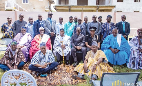 Haruna Iddrisu (seated middle), Education Minister, joined by the Northern Region caucus of parliament with the delegation after the courtesy call