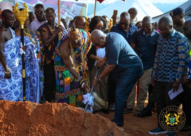 Construction of '24-hour economy market' for Asesewa: President Mahama cuts sod