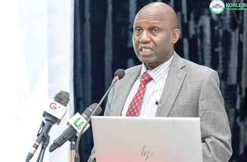Dr Yakubu Seidu Adam, Chief Executive Officer of the Korle Bu Teaching Hospital, speaking at the 2025 annual performance review of the hospital