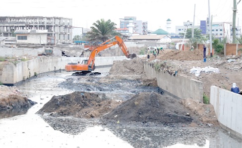 Work in progress on the Kaneshie Lot 2 drainage under the GARID project.