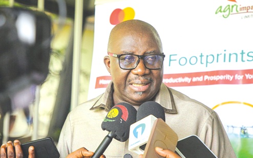Daniel Acquaye, CEO of Agri-Impact Limited, speaking to the participants in the event. Picture: CALEB VANDERPUYE