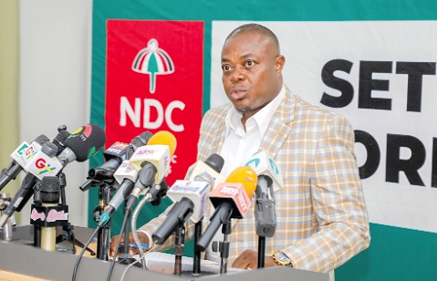 Godwin Ako Gunn, Deputy National Communications Officer, National Democratic Congress, addressing the press conference.  Picture: ELVIS NII NOI DOWUONA  