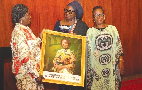 The leadership of the Women Caucus in Parliament honouring Vice-President Prof. Naana Jane Opoku-Agyemang