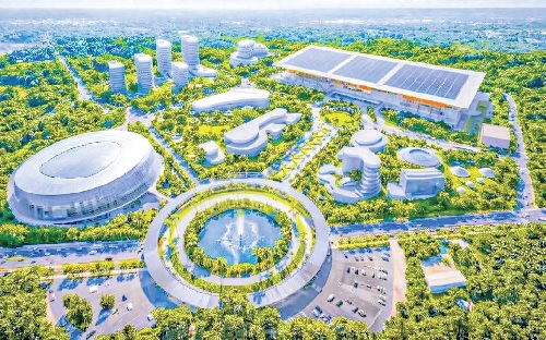 Aerial view of Kenya's ambitious $240 million Bomas International Conference Centre which will be ready for use in September