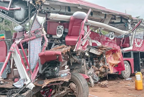 A car mangled as a result of an accident
