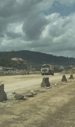 A section of the Nsawam-Ofankor N6 highway which currently under rehabilitation road with an expanded lane