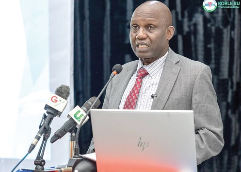 Dr Yakubu Seidu Adam, Chief Executive Officer of the Korle Bu Teaching Hospital, speaking at the 2025 annual performance review of the hospital 