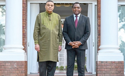 Bishop Dag Heward-Mills (left), Founder and Presiding Bishop of the United Denominations, and Hakainde Hichilema, President of Zambia