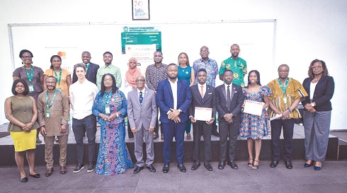 The award winners with dignitaries at the event
