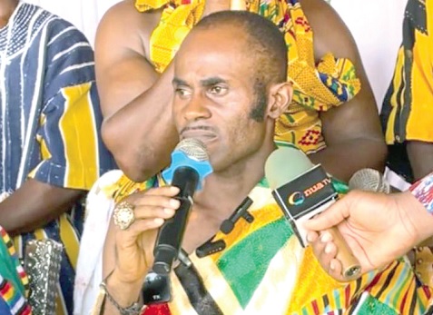 Okatakyi Komeh VIII addressing the gathering at the launch of the 2026 Nyeyi Festival 