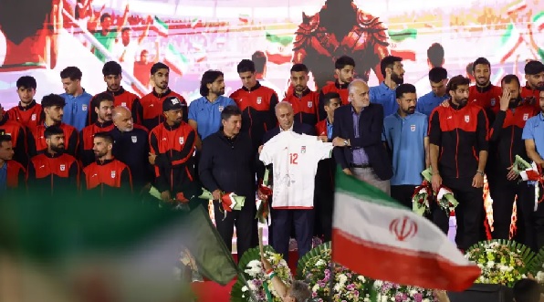 Iran unveiled their World Cup kit in Tehran's Enqelab Square