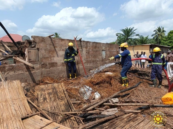 Fire Service responds to tipper truck accident and thatch-roof house fire in Volta Region