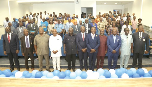 Andy Mensah (4th from left), former Director-General, Ghana Civil Aviation Authority, with Rev. Stephen Wilfred Arthur (5th from right), Director-General, GCAA, and other officials and participants in the conference