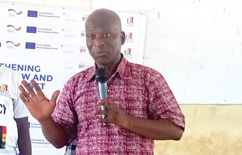 Aliyu Mohammed (inset), Northern Regional Director of the NCCE, engaging with the students