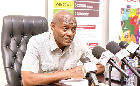Zakaria Sulemana, Director-General of CTVET, addressing the media during the briefing. Picture: CALEB VANDERPUYE