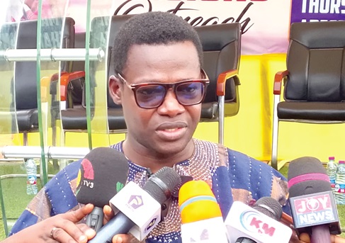 Apostle Dr Ebenezer Hagan, Youth Director of the Church of Pentecost, speaking to journalists after the launch of the outreach programme