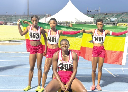 Against all odds and fuelled by fearless youthful energy, Ghana’s female 4x100m quartet (from left: Janet Darko Kwarteng, Gladys Boateng, Janet Mensah and Aishatu Jafer) won a stunning bronze meda yesterday