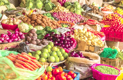 Vegetables on display